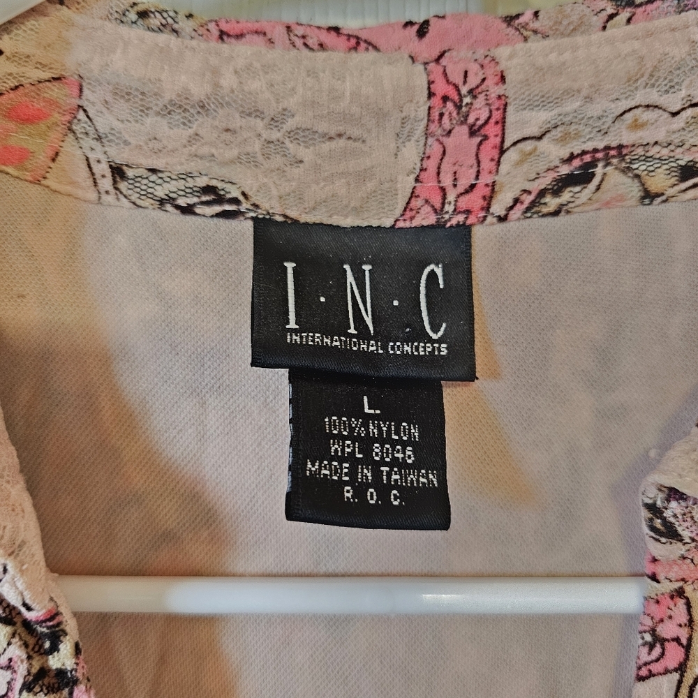 I.N.C Y2K Vintage Paisley Floral Lace Collared Button Down Fitted Top Fairy - Picture 3 of 6